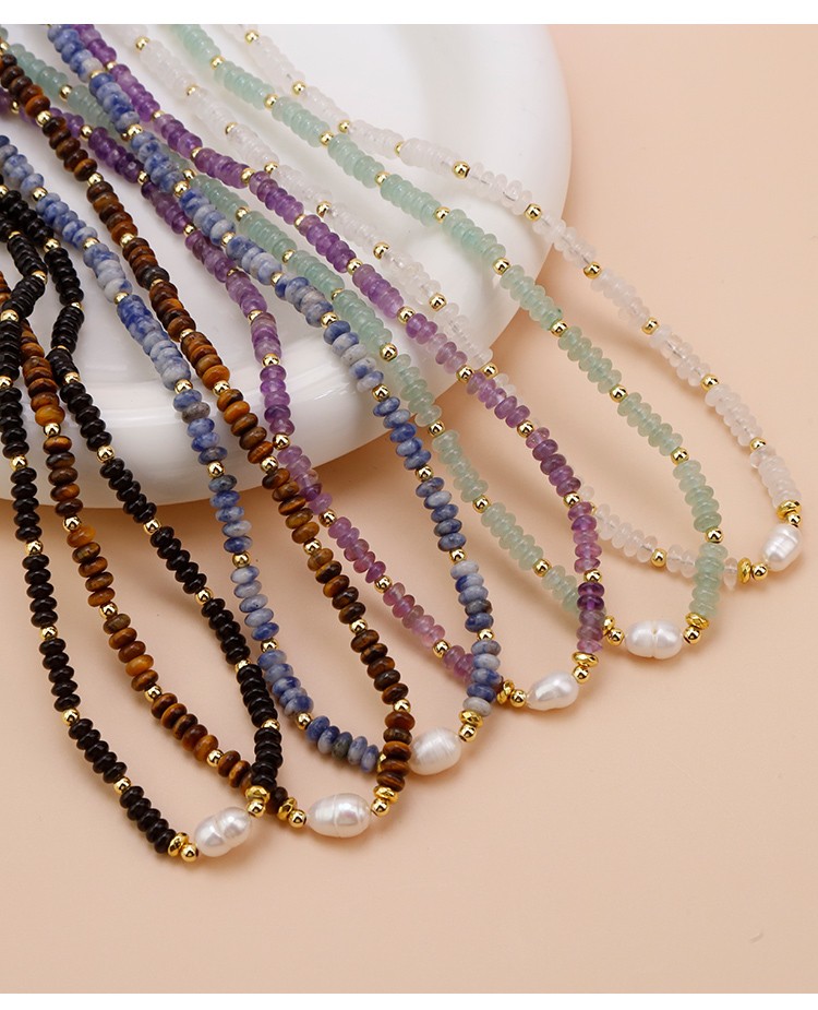 Natural Stone Pearl Beaded Necklace Natural Stone Pearl Beaded Necklace