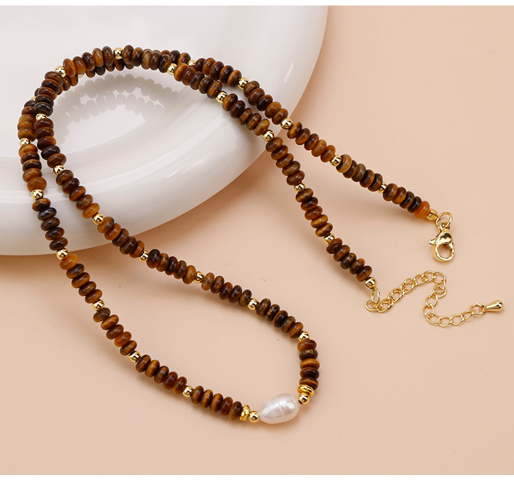 Natural Stone Pearl Beaded Necklace Natural Stone Pearl Beaded Necklace