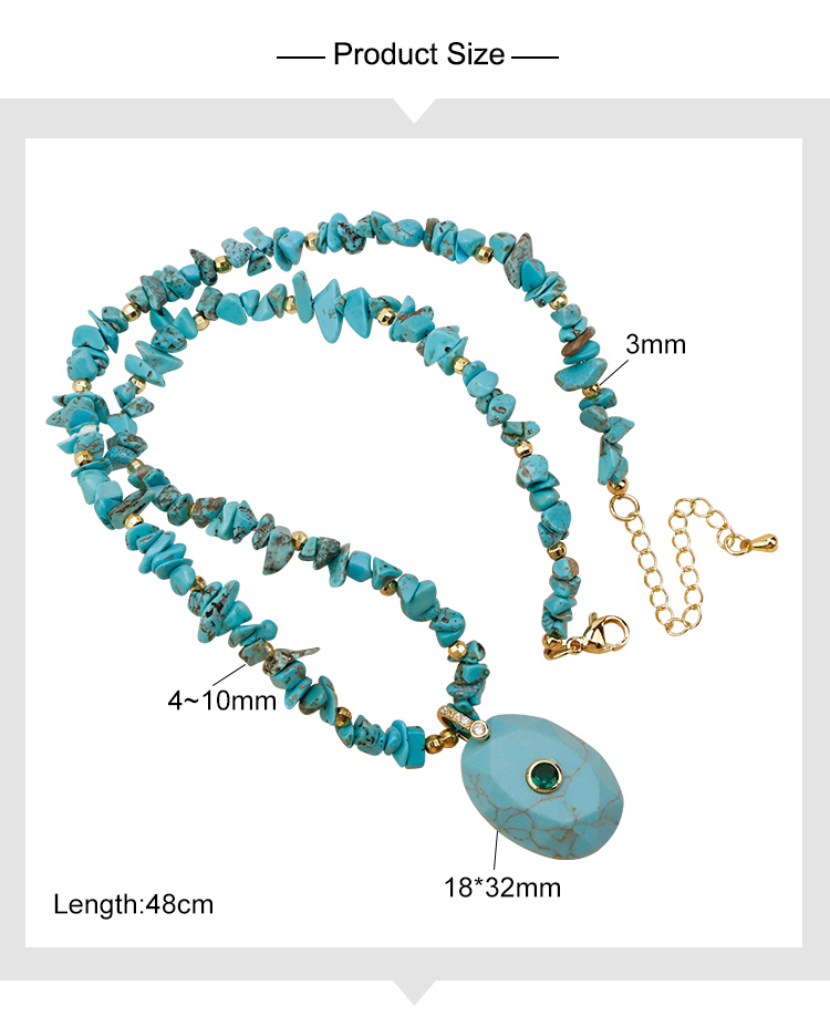Natural Stone Statement Necklace with Faceted Oval Rhinestone Clasp