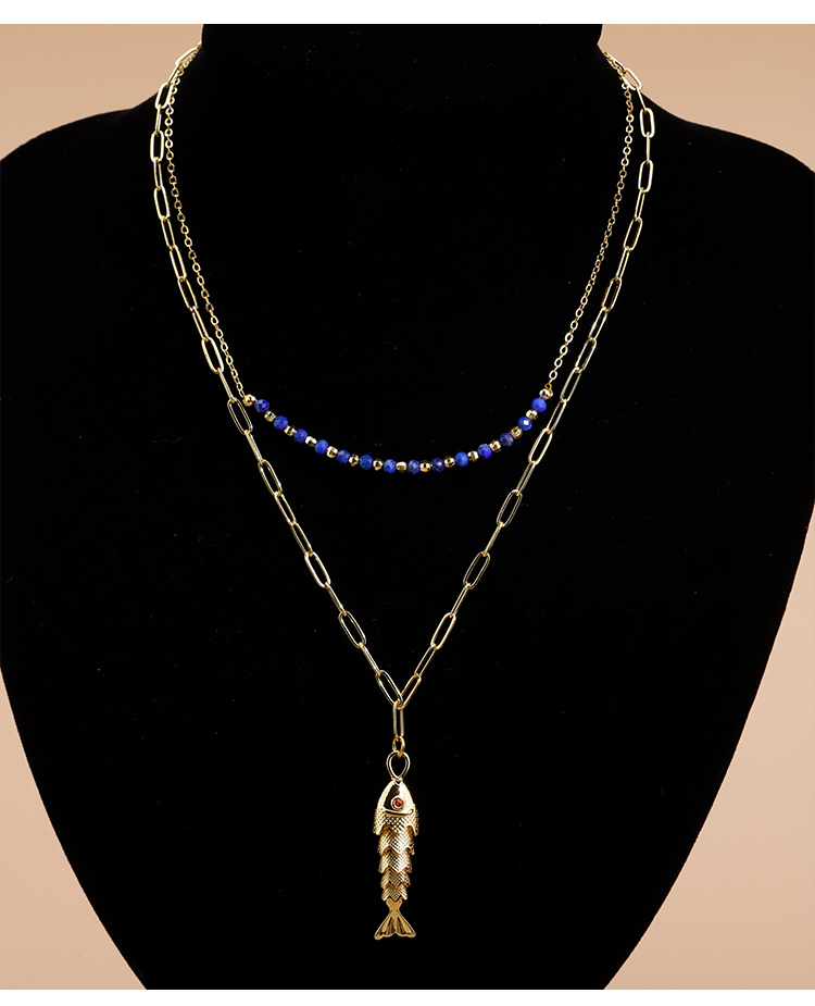 Amethyst Fish-Shaped Copper Necklace with Faceted Gemstone Beads Amethyst Fish-Shaped Copper Necklace with Faceted Gemstone Beads