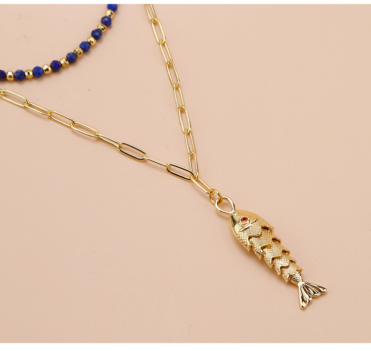 Amethyst Fish-Shaped Copper Necklace with Faceted Gemstone Beads Amethyst Fish-Shaped Copper Necklace with Faceted Gemstone Beads