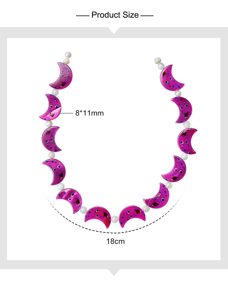 Printed Rectangle Shell Moon Bead Strand Printed Rectangle Shell Moon Bead Strand