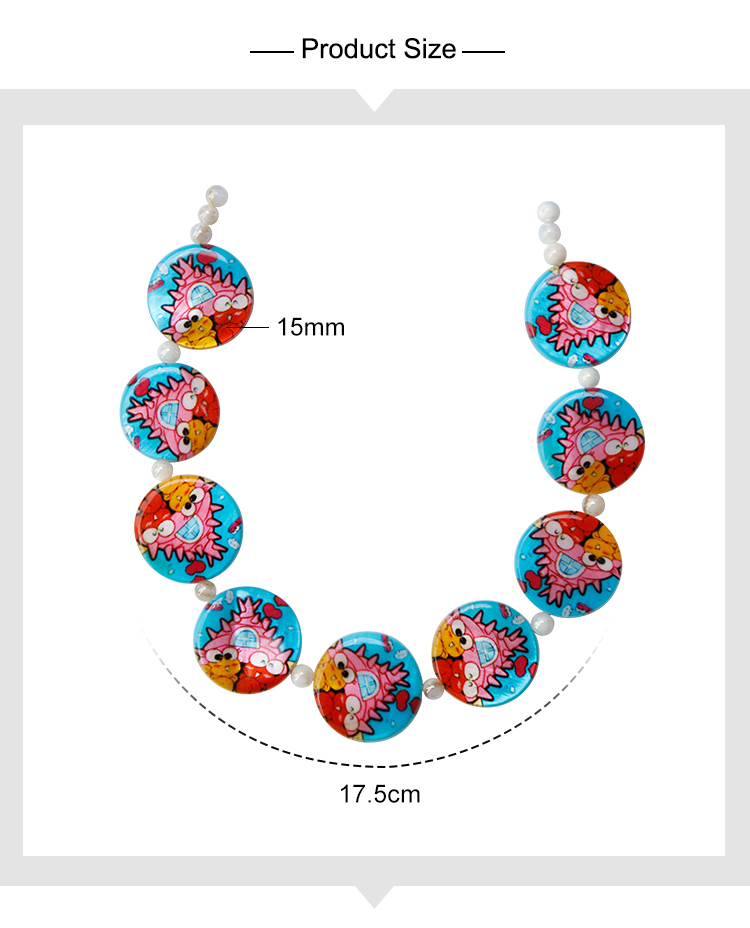 Printed Shell Disc Blue Ocean Theme Bead Strand
