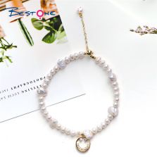 100% Nature Freshwater Pearl Bracelet Smile Charm Baroque Pearl Bracelet with 14K Gold Plating 100% Nature Freshwater Pearl Bracelet Smile Charm Baroque Pearl Bracelet with 14K Gold Plating