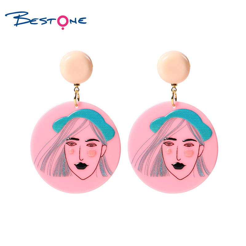 Girls Earring 3D Print Acetic Acid Material 3D Printing Acrylic Earrings Fashion Retro Resin Plastic Earrings