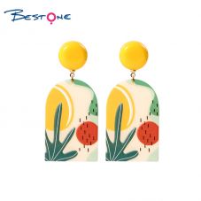 Wholesale Landscape Pattern 3D Print Acetic Acid Material 3D Printing Fashion Resin Earrings