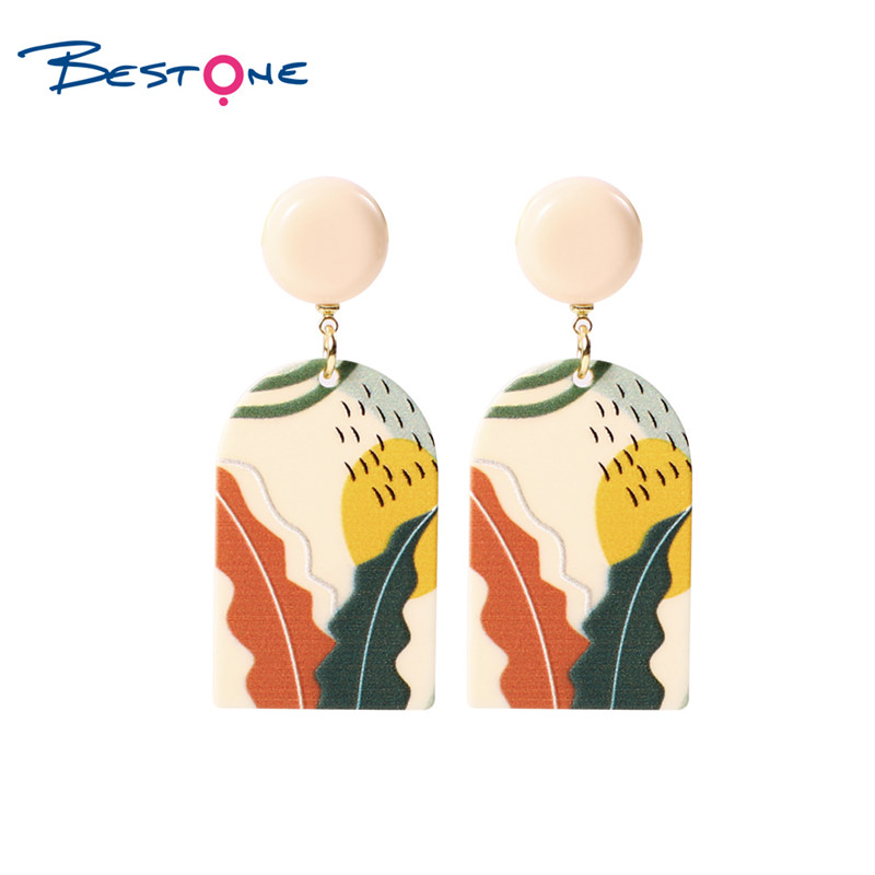 Wholesale Landscape Pattern 3D Print Acetic Acid Material 3D Printing Fashion Resin Earrings