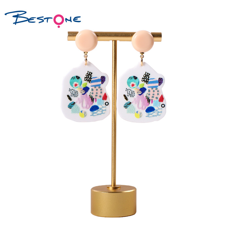 Fashion Acetic Acid Material 3D Printing Colorful Acrylic Earrings