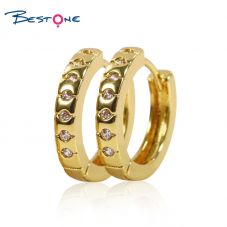 Cheap Hoop Earrings Cubic Zircon Dubai 24K Gold Plated Jewelry Fashion Earrings for Women