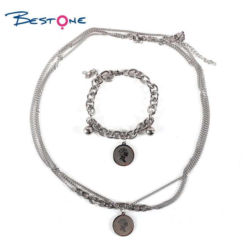 Fashion 304 Stainless Steel Bracelet Necklace Jewelry Set