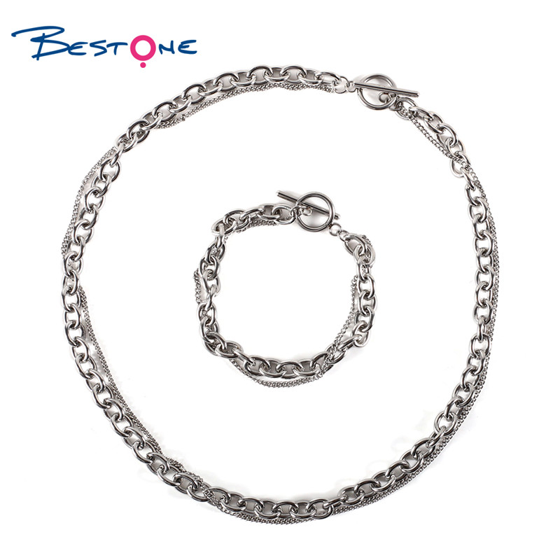 Fashion 304 Stainless Steel Bracelet Necklace Jewelry Set