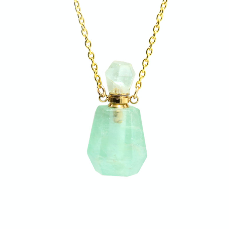 Natural Green Aventurine Essential Oil Bottle Necklace