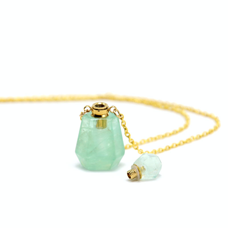 Natural Green Aventurine Essential Oil Bottle Necklace