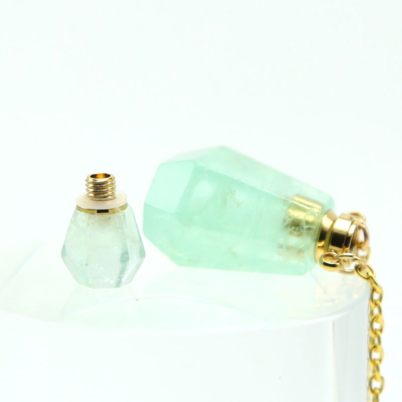 Natural Green Aventurine Essential Oil Bottle Necklace