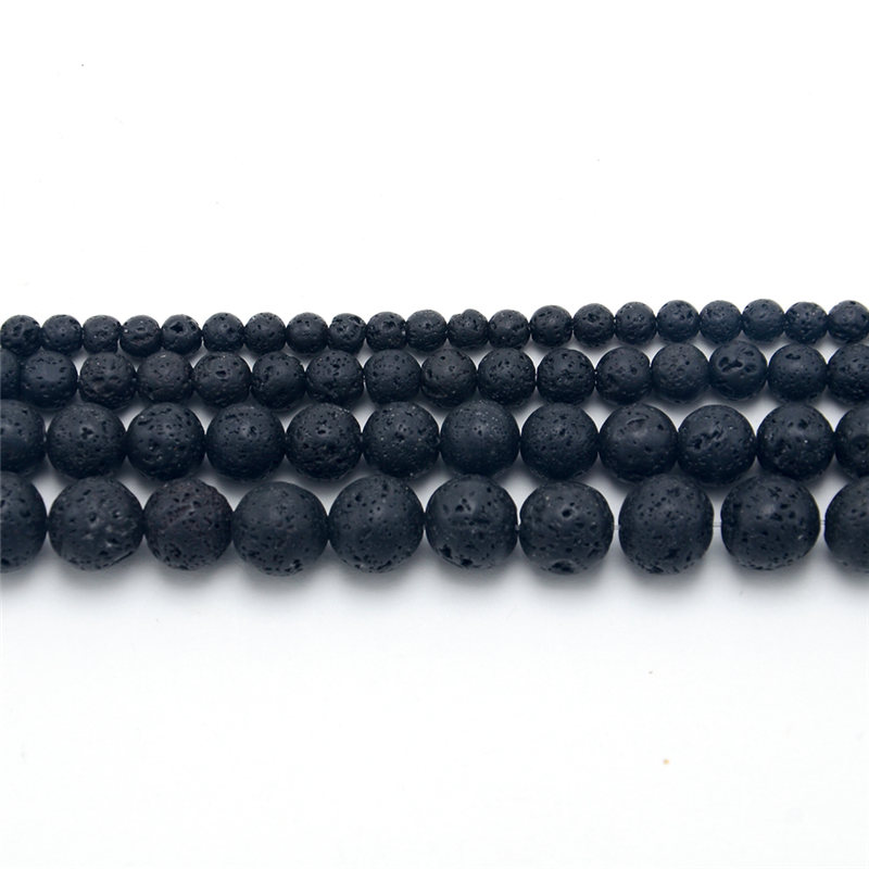 4/6/8/10mm Black Lava Round Natural Stone Beads made in china