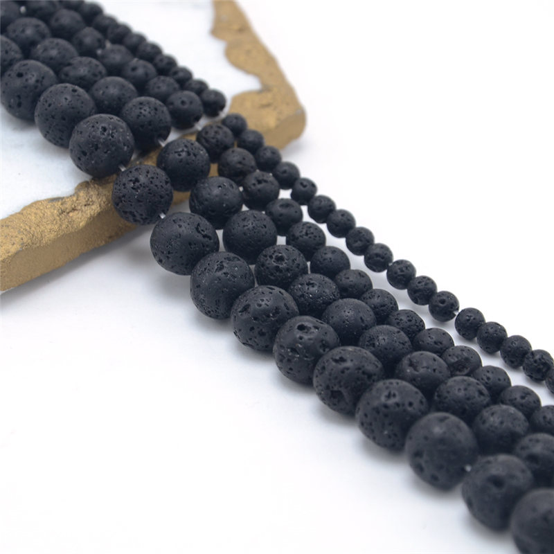 4/6/8/10mm Black Lava Round Natural Stone Beads made in china