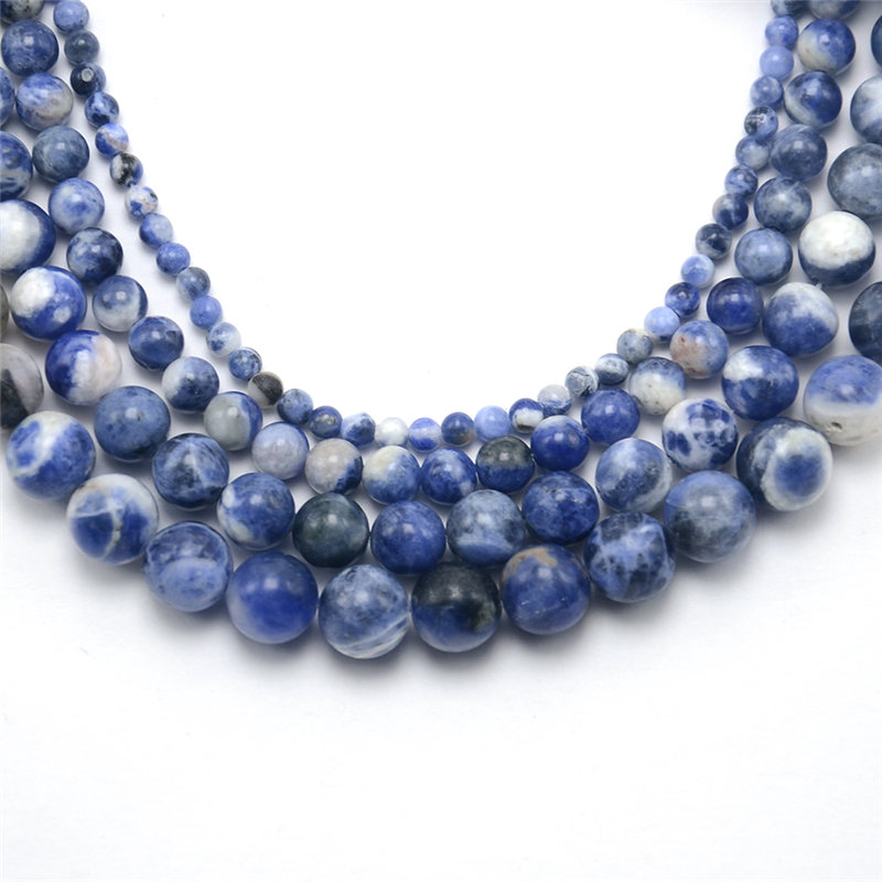 Wholesale 4/6/8/10mm Natural Stone Sodalite Round Beads for DIY Jewelry Making