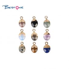 Bestone Fashion Jewelry Multicolor Natural, semi precious stones Birthday Stone Oval Shape Pendant Charm for Bracelet