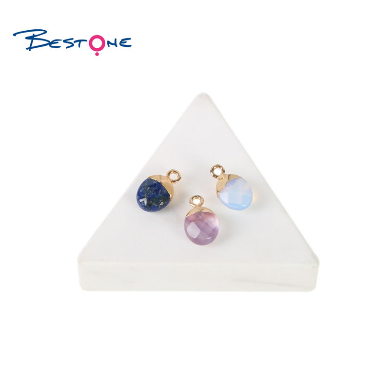 Bestone Fashion Jewelry Multicolor Natural, semi precious stones Birthday Stone Oval Shape Pendant Charm for Bracelet
