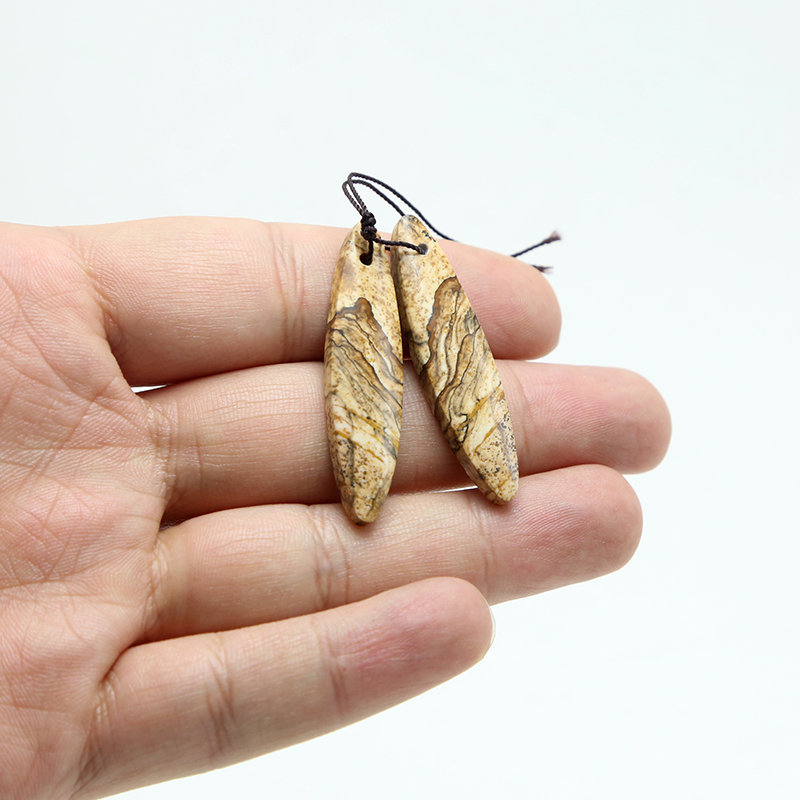 Wholesale Natural Picture Jasper Gem Pendant for DIY Jewelry Gemstone Necklace Making