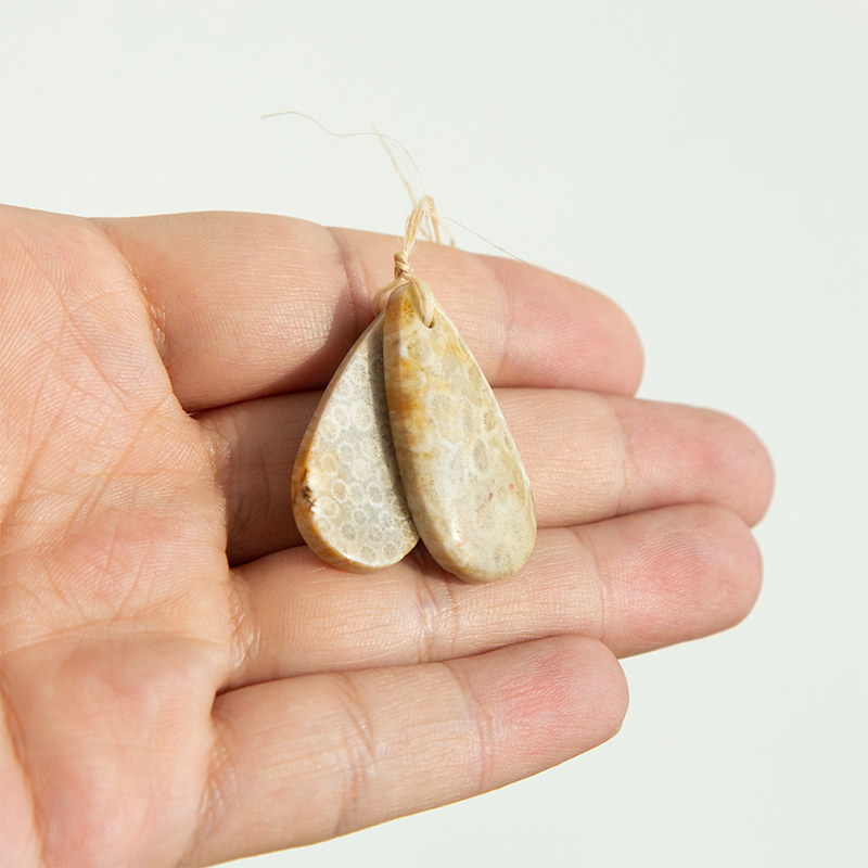 Fossilized Coral  Gem Pendant for DIY Jewelry Gemstone Necklace Making