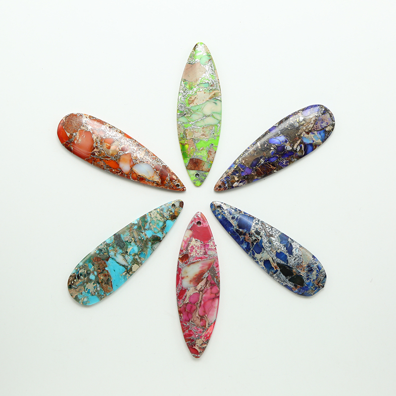 Multi Color Impression Jasper Imperial Jasper Gem Pendant for DIY Jewelry Gemstone Necklace Making