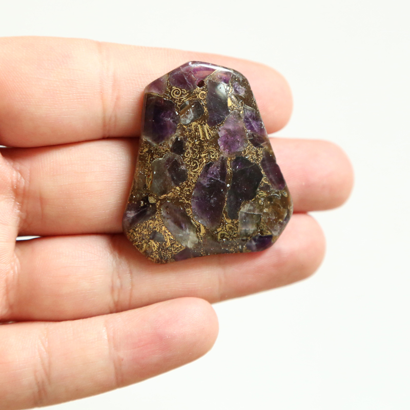 Composite Amethyst Gem Pendant for DIY Jewelry Gemstone Necklace Making