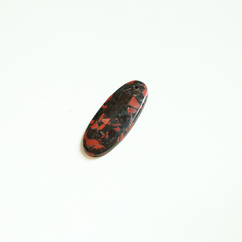 Composite Red Jasper w/ Jet Gem Pendant for DIY Jewelry Gemstone Necklace Making