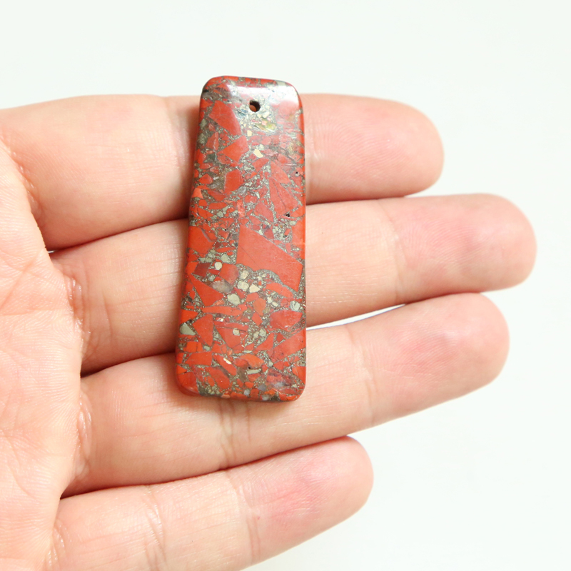 Composite Red Jasper Gem Pendant Trapezoid for DIY Jewelry Gemstone Necklace Making