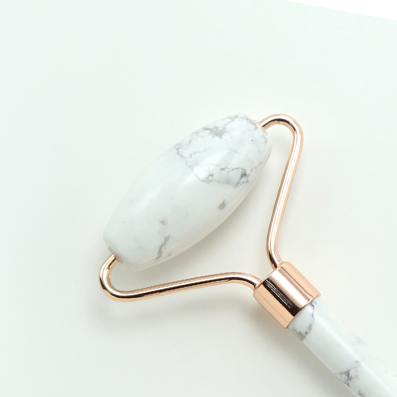 Hot Sell Face Roller Gift Beauty Stick with White Howlite Gemstone Skin Care Beauty Product with Gold Plated