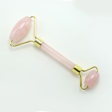 Hot Sell Face Roller Gift Beauty Stick with Natural Rose Quartz Gemstone Skin Care Beauty Product with Gold Plated