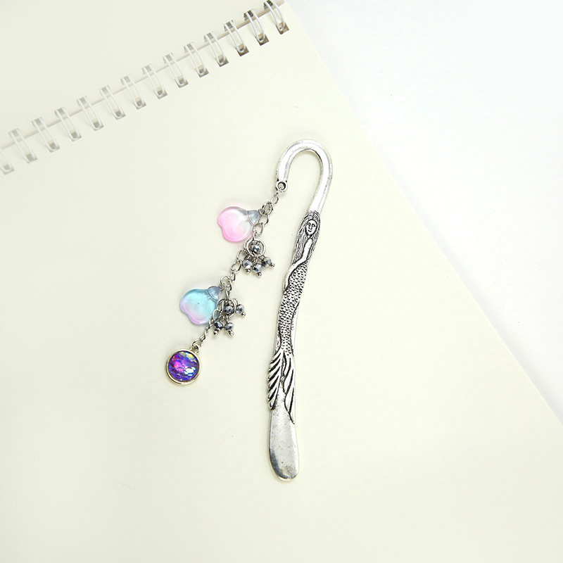 Mermaid Bookmark Vintage DIY Bookmark Designed with Alloy Charm and Glass Beads