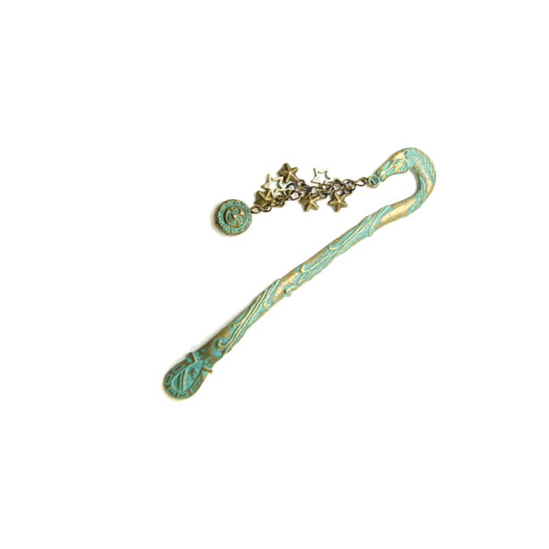 Metal Bookmark for Gifts Custom  Vintage Designed Bookmark with Alloy Start Charms Free Samples