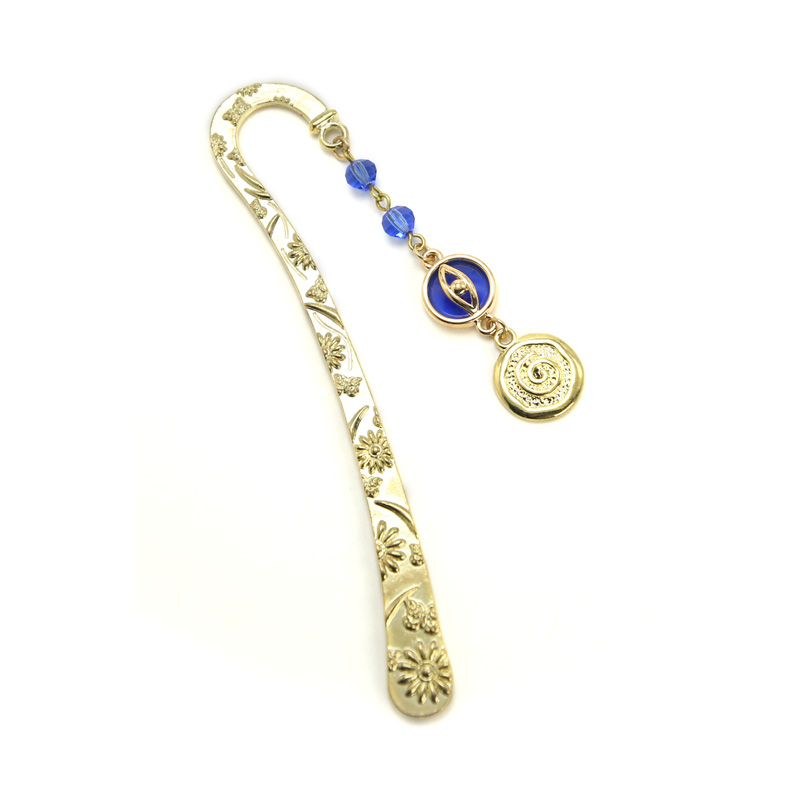 Zinc Alloy Handcrafted Bookmark with Alloy Charm and Glass Beads