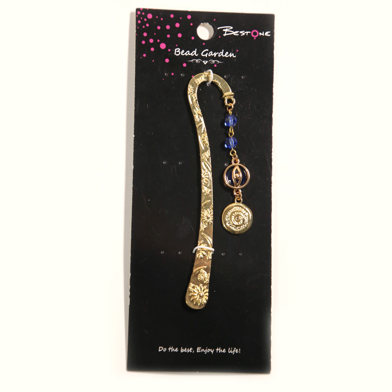 Zinc Alloy Handcrafted Bookmark with Alloy Charm and Glass Beads