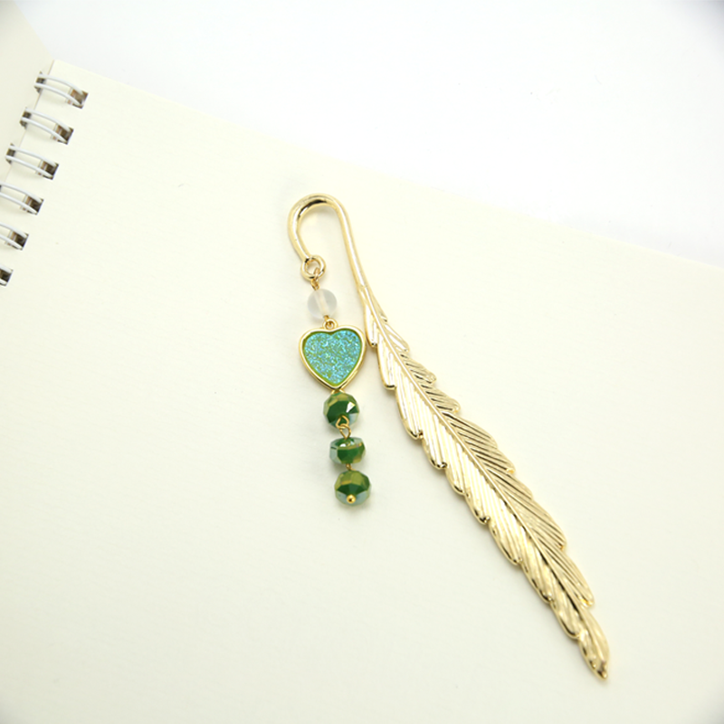 Leaf Bookmark Vintage Alloy with Gold Plating and DIY Jewelry Making Glass Beads