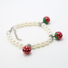 Imitation Pearl Pet Necklace Pet Choker with Strawberry Bell For Dog Cat Pet Jewelry Bead Jewelry