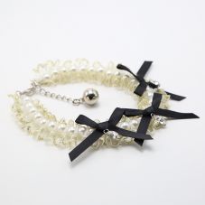 White Lace Pet Necklace Pet Choker with Black Bowknot For Dog Cat Pet Jewelry Bead Jewelry