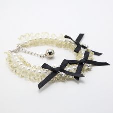 White Lace Pet Necklace Pet Choker with Black Bowknot For Dog Cat Pet Jewelry Bead Jewelry