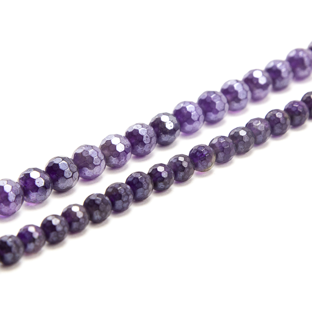 wholesale 8mm Amethyst with Luster Faceted Round Beads made in china