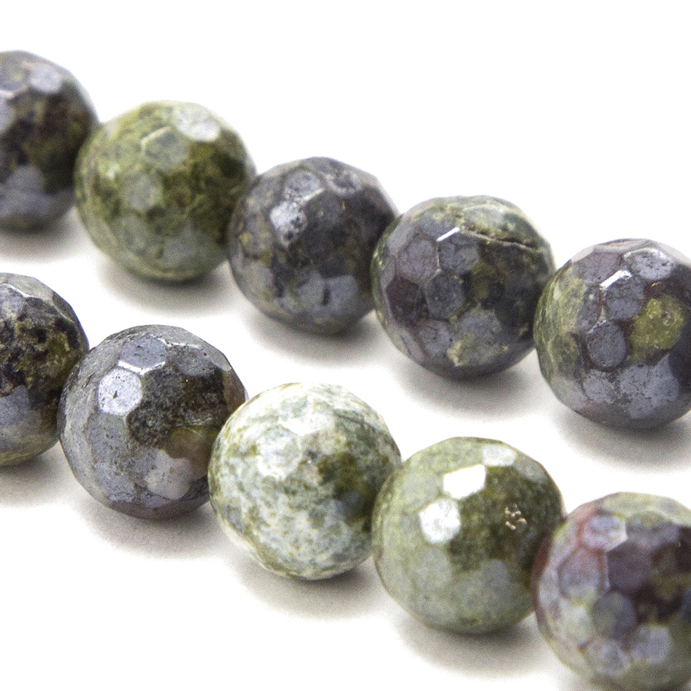 8mm Dragon Blood Stone with Luster Faceted Round Beads made in china