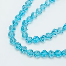 8mm Blue Glass Beads Faceted Twist Beads