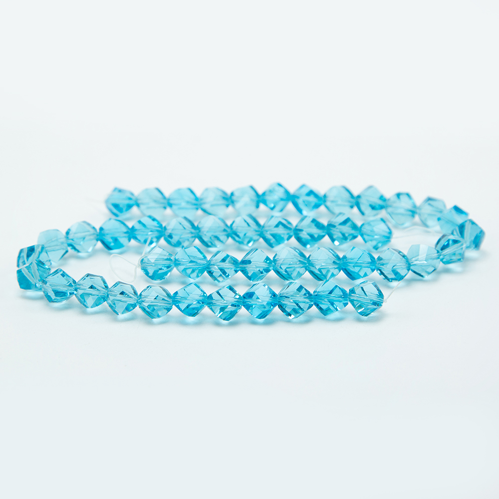 8mm Blue Glass Beads Faceted Twist Beads