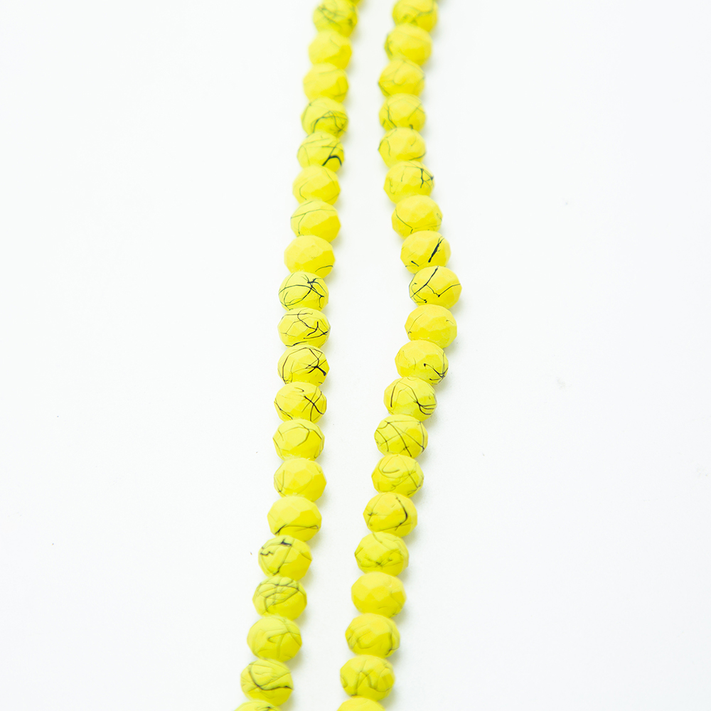 8x6mm Yellow Painted Faceted Rondelle Glass Beads