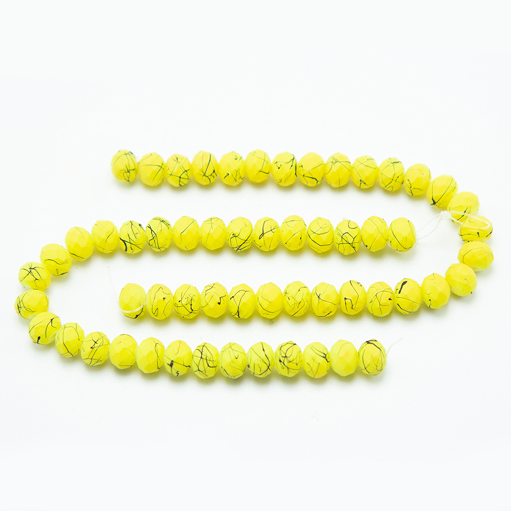 8x6mm Yellow Painted Faceted Rondelle Glass Beads