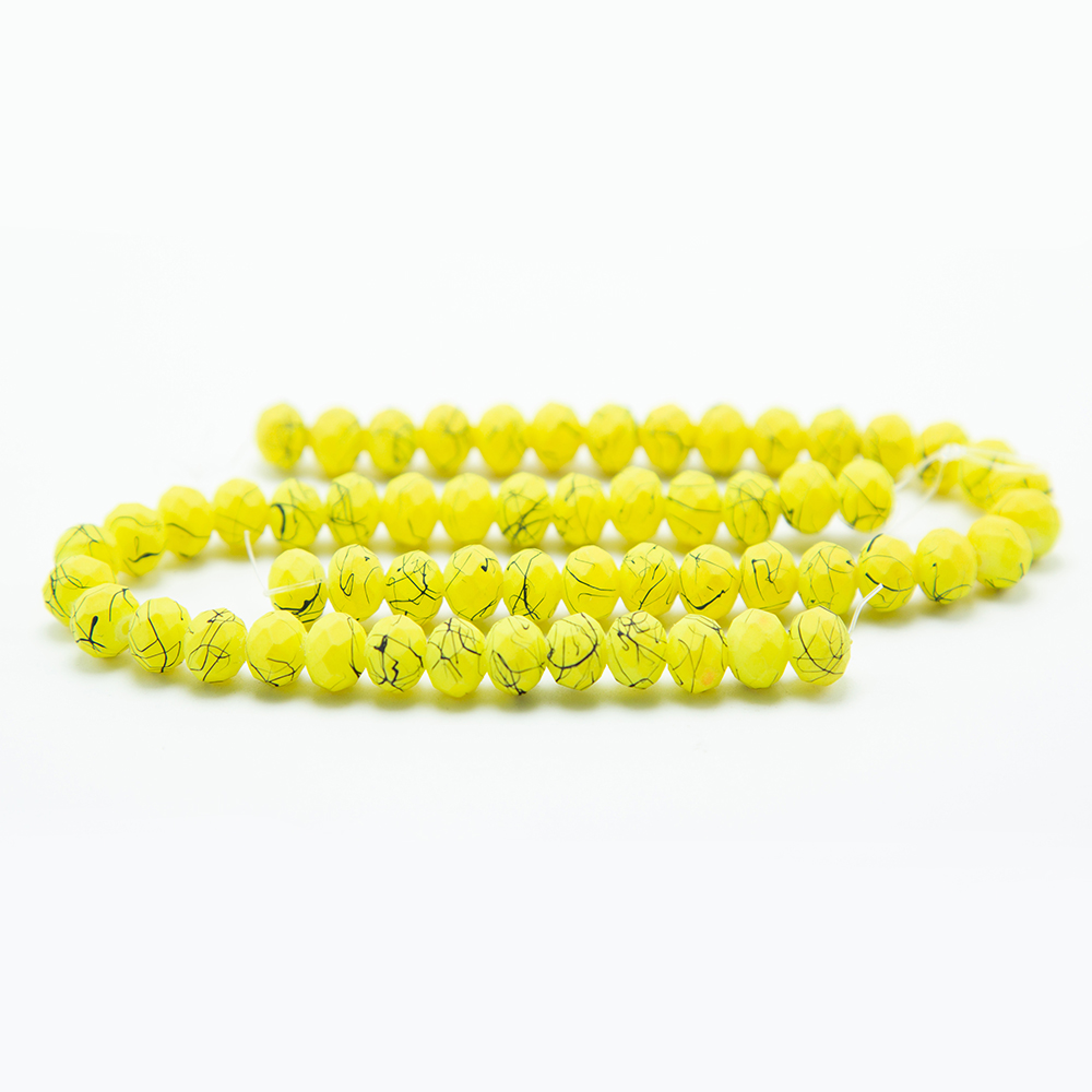 8x6mm Yellow Painted Faceted Rondelle Glass Beads