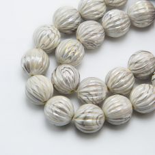 16mm White with Gray Acrylic Pumpkin Beads