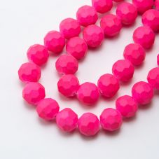 10mm Hot Pink Faceted Round Glass Beads