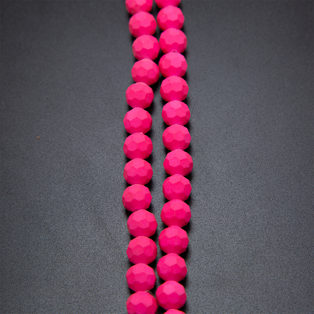 10mm Hot Pink Faceted Round Glass Beads