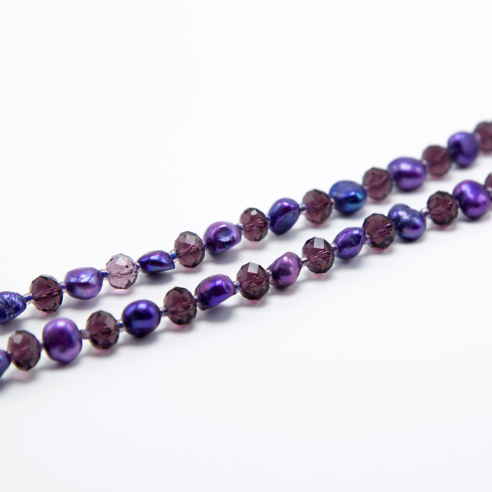 8x6mm Purple Faceted Rondelle Glass Beads and Dyed Pearl Beads made in china